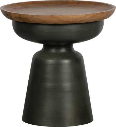 Sofabord/sidebord WOOOD Exclusive Dana i mangotræ og sort metal Ø48Ã47 cm